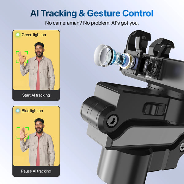 IZI GO X Lite Smartphone Gimbal Stabilizer with Built in Extendable Telescopic Rod | AI Tracking & Remote Control | 6H Battery | 310g Payload - Image 5